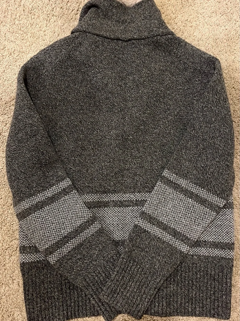 (NWT) Banana Republic Men's Med Gray V-Neck Sherpa Shawl Sweater 49% Merino Wool